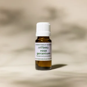 rose geranium essential oil bottle