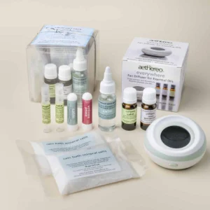 Calm gift pack in clear plastic box including Aethereo Everywhere diffuser