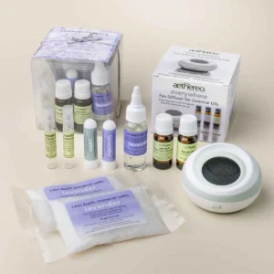 Lavender gift pack in clear plastic box including Aethereo Everywhere diffuser